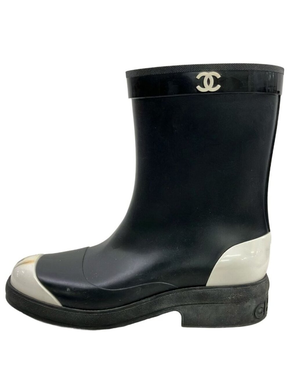 Chanel Rain Boots 36 Black CC Logo